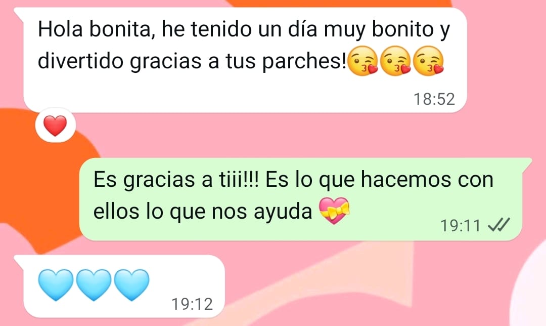 Clienta agradece haber tenido un día muy bonito y divertido gracias a los parches energéticos