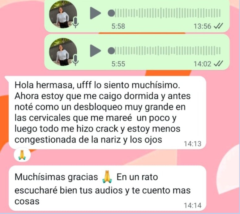 Clienta que puede respirar mejor y siente mucha calma